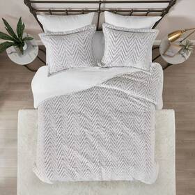 84275440 Madison Park 3pc Full/queen Aurora Printed Brushed Fur Duvet Cover Set - Ivory