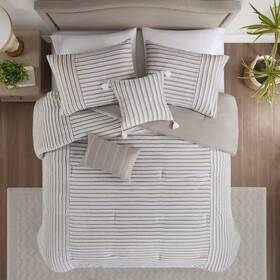 89192488 Madison Park 5pc Full/queen King River Clipped Jacquard Comforter Bedding Set
