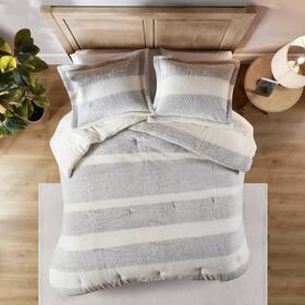 89737055 Madison Park Full/queen Asher Sherpa Comforter Set Green/ivory -