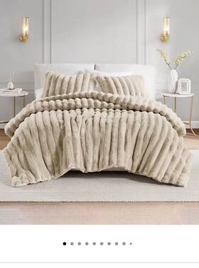 93533234 Madison Park Macy S Jasmine 3pc King Taupe Faux Fur/velvet Comforter Set