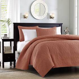 93533253 Madison Park 3pc Full/queen Vancouver Reversible Quilt Set Clay Pink