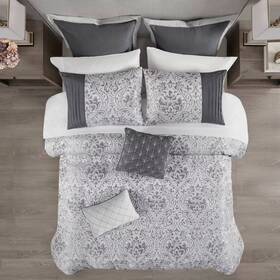 93533309 Madison Park 12pc California King Grace Jacquard Comforter Set With Bed Sheet