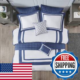 B07m5nv1c8 Madison Park Heritage Comforter Quilt Combo Set - Modern Luxury Design All