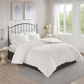 Mp10-6016 Madison Park Cal King 3 Piece Cotton Chenille Damask Comforter Set