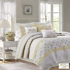 Mp13-7284 Madison Park Cotton Percale Printed 6 Pc Coverlet Set Yellow Cal King