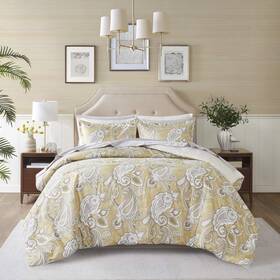 Cs10-1317 Madison Park Essentials Paisley Wheat 9 Piece Queen Microfiber Bed In A Bag Bedding Set With