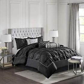 Madison Park Laurel Queen Size Bed Comforter Set In A Bag Black