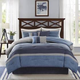 Mp10-1637 Madison Park 7 Piece Cozy Comforter Set Casual Modern Design King Size
