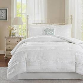 Mp10-2528 Madison Park Isabella 5-piece White King Comforter Set