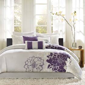 Mp10-257 Madison Park Lola Sateen Cotton Comforter Set-casual Medallion Floral Design Al