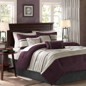 Mp10-306 Madison Park Teagan 7-piece Plum California King Comforter Set