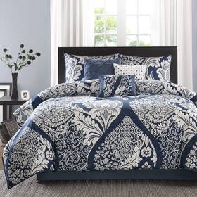 Mp10-3831 Madison Park Vienna Sateen Cotton Comforter Set Breathable Soft Cover Trendy All Seaso