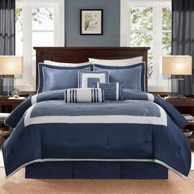 Mp10-4042 Madison Park Abigail 7-piece Navy King Polyester Comforter Set