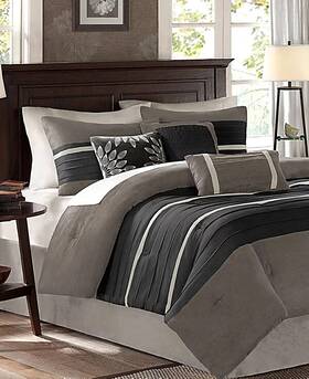 Mp10-424 Madison Park Palmer Faux-suede 7-pc. Comforter Set - King Black/gray