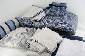 Mp10-4696 Madison Park Aubrey Comforter Set Faux Paisley Design All Season 12 Piece Blue
