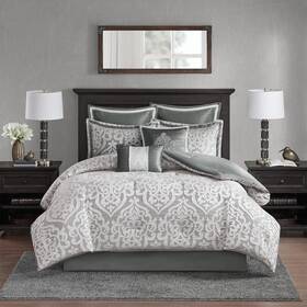 Mp10-5885 Madison Park Odette Cozy Comforter Set Jacquard Damask Medallion Design - Modern