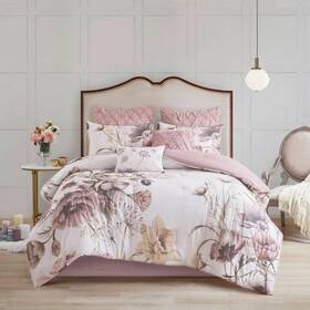 Mp10-6165 Madison Park Gisele 8-piece Blush King Cotton Printed Comforter Set
