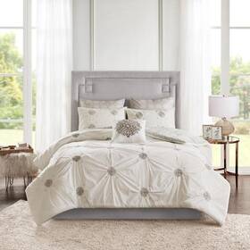 Mp10-6184 Madison Park Edna 6-piece Ivory Polyester King/cal King Comforter Set Mp10-6184 Madison Park Edna 6-piece Ivory Polyester King/cal King Comforter Set