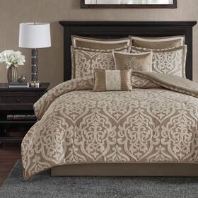 Mp10-6288 Madison Park Odette Cozy Comforter Set Jacquard Damask Medallion Design - Modern