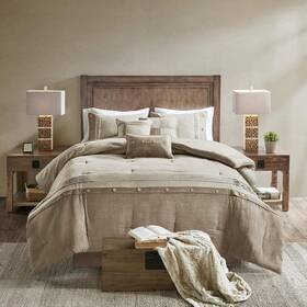 Mp10-6435 Madison Park King Size Comforter Set Tan Rustic Cabin Lodge Farmhouse All Seasons Bedding 7pc