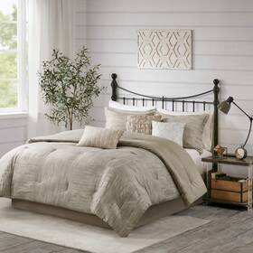 Mp10-7086 Madison Park Walter Comforter-luxe Seersucker King 104 Inch X92 Taupe