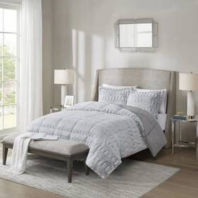 Mp10-7237 Madison Park Soft Plush Comforter Set Faux Gray Twin