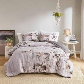 Mp10-8316 Madison Park Penelope 3-piece Lilac Cotton Full/queen Comforter Set
