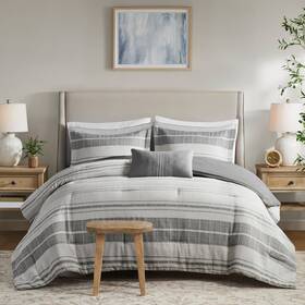 Mp10-8371 Madison Park Queen Comforter Set Stripes For Size Bed Linenlike Cotton Rich A