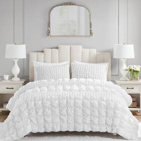 Mp10-8395 Madison Park Queen Comforter Set Ruched Bedding Elastic Embroidery Comforters