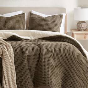 Mp10-8399 Madison Park Twin Comforter Set Cotton Chenille Waffle Comforters Size Bed All Seaso