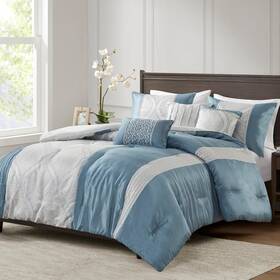 Mp10-8436 Madison Park King Comforter Set Jacquard Comforters For Bed Ogee 6pc Teal/silver