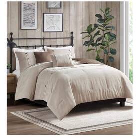 Mp108128 Madison Park Andes Cozy Corduroy Comforter Set Piping Texture Full/queen