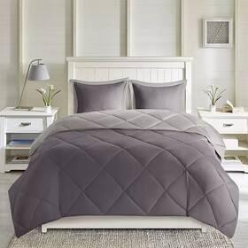 Mpe10-614 Madison Park Essentials Reversible 2-pc. Twin Charcoal Grey Twin/twin Xl