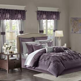 Mpe10-698 Madison Park Essentials Queen Comforter Set 24 Piece Bedding With Matching Curtains Deco