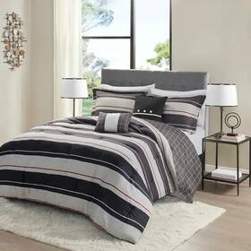 Mpe10-851-ar Madison Park Essentials Dalton 5-piece Queen Reversible Comforter Set In Grey
