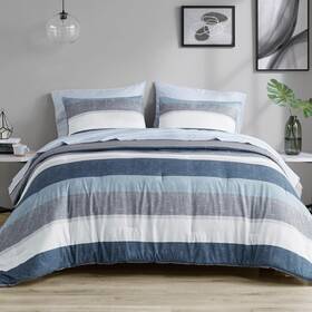 Mpe10-989 Madison Park Essentials Jaxon Bed In A Bag Comforter Set With Sheet Printed Stripe Design M