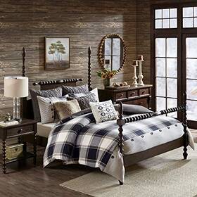 Mps10-346 Madison Park Signature Cozy Comforter Set - All Season Bedding King 110 Inch X96 Plaid Brown