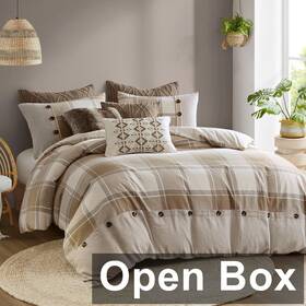 Mps10-545 Madison Park - 8 Piece Jacquard Plaid Comforter Set Queen Neutral