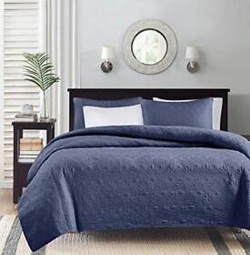 Madison Park Quebec Quilt Set Luxurious Damask Stitching Design Cotton