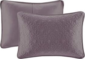 Madison Park Quebec Reversible Damask Design Bedding Set Queen 102inchx118inch Purple