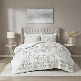 Madison Park Violette Chenille Cotton Tufted Comforter Large Medallion