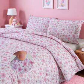 Gbb459211-a Mag 3pcs Twin Size Floral Microfiber Jersey Knit Comforter Set Pink Flower Bedd Inch