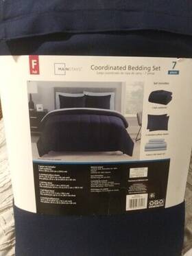 Mainstay 784050218027 Reversible Comforter Blue/cove Size Full New