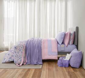 Mainstays 063108785286 14pc College Dorm Essentials Bedding Set Reversible Floral Comforter