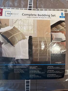 Mainstays 081806274024 8 Piece Full Microfiber Taupe Jacoba Stripped Pattern Comforter Set