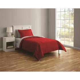 Mainstays 081806757244 5 Piece Reversible Bed In A Bag Comforter Set With Sheets Red
