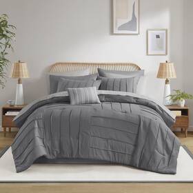 Mainstays 092733322535 11-piece Bed In A Bag Comforter Set With Sheets Grey Texture King