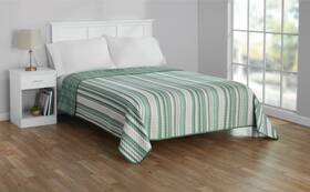 27126600891 Mainstays Green Vertical Stripe Microfiber Quilt King - Reversible