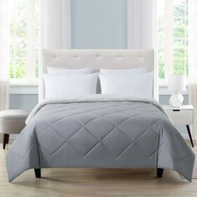 Mainstays 784050216672 Microfiber Reversible Comforter Full/queen Charcoal Grey
