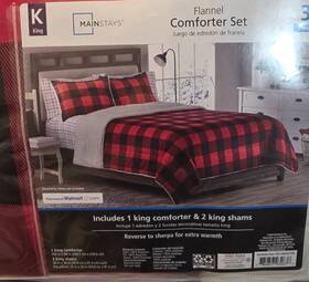 Mainstays 784857932676 King Reverse To Sherpa Flannel Comforter And 2 Shams 3 Pcs New